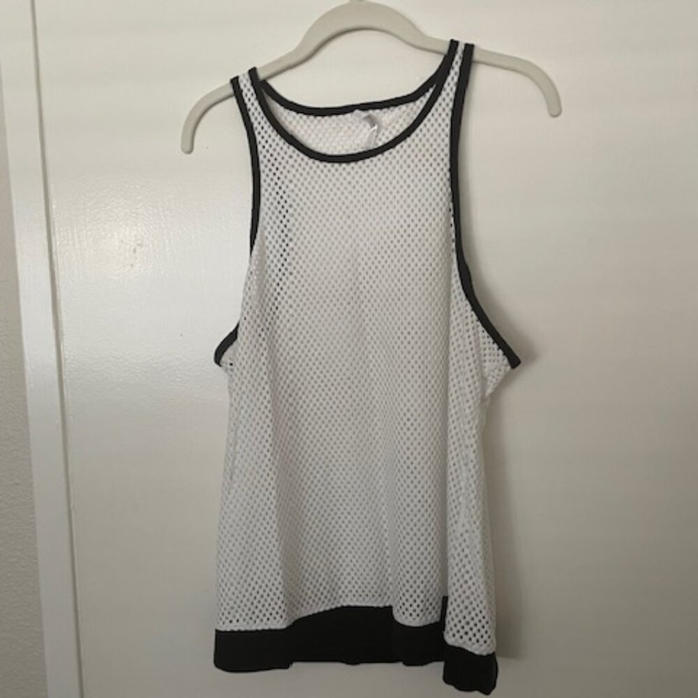 Fabletics Mesh White and Black Tank Top